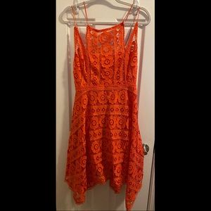 Free People orange spaghetti strap dress sz 12